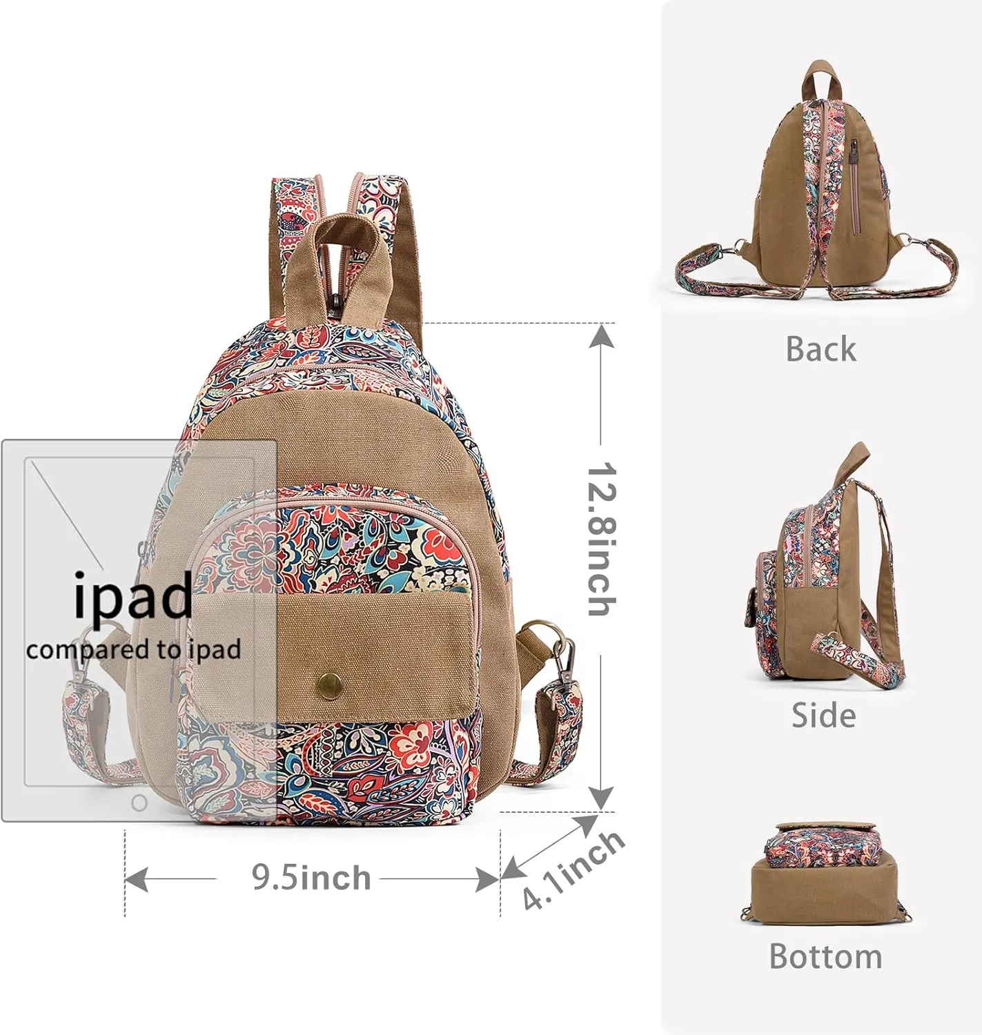 Black Butterfly Premium Backpack for Women, Crossbody Sling Backpack Sling Bag, Travel Hiking Chest Bag Daypack (Khaki)