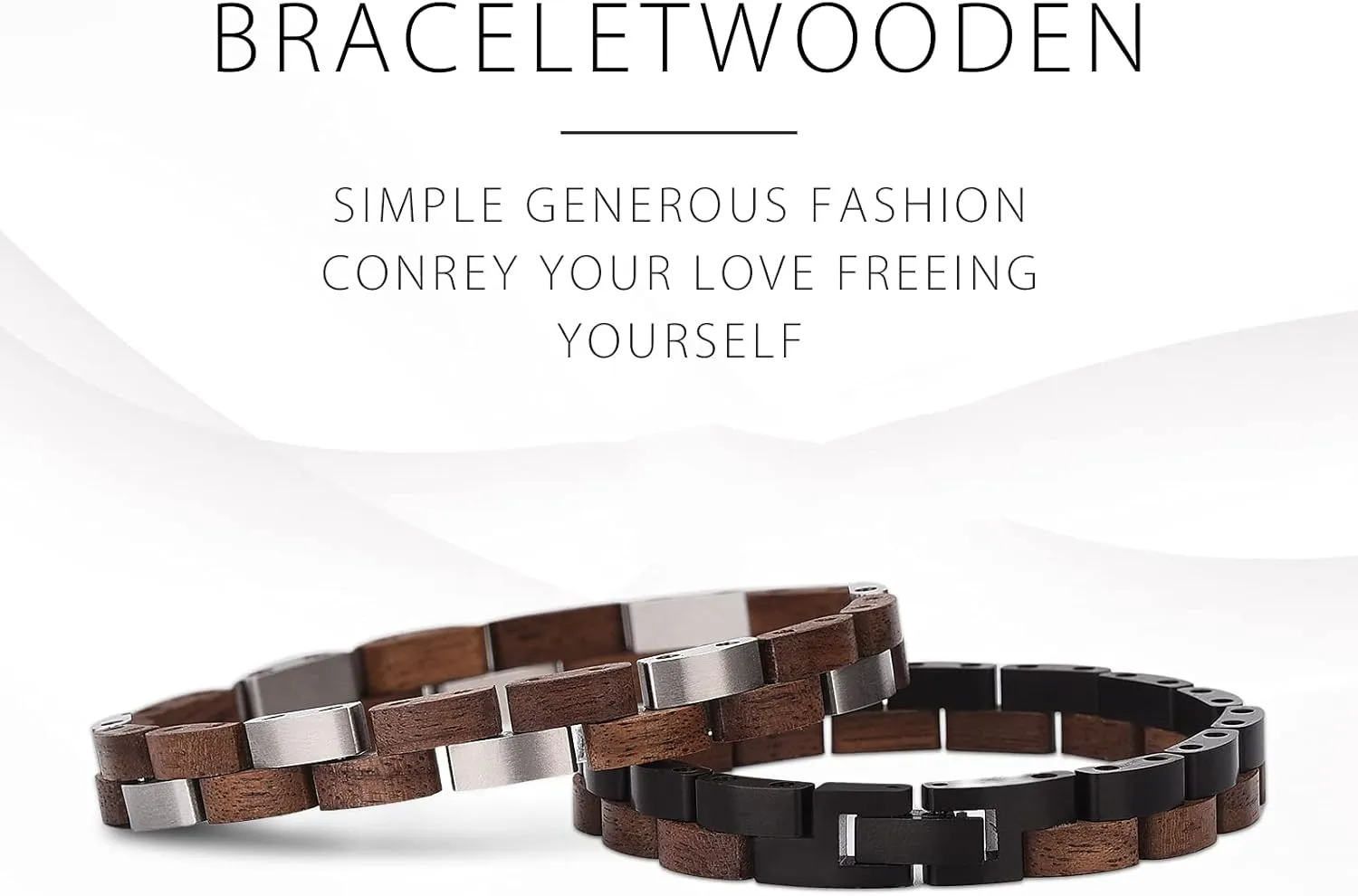 BOBO BIRD Mens Wooden Bracelet Stylish Wood & Stainless Steel Combined Wooden Bangle Jewelry Great Gift for Men
