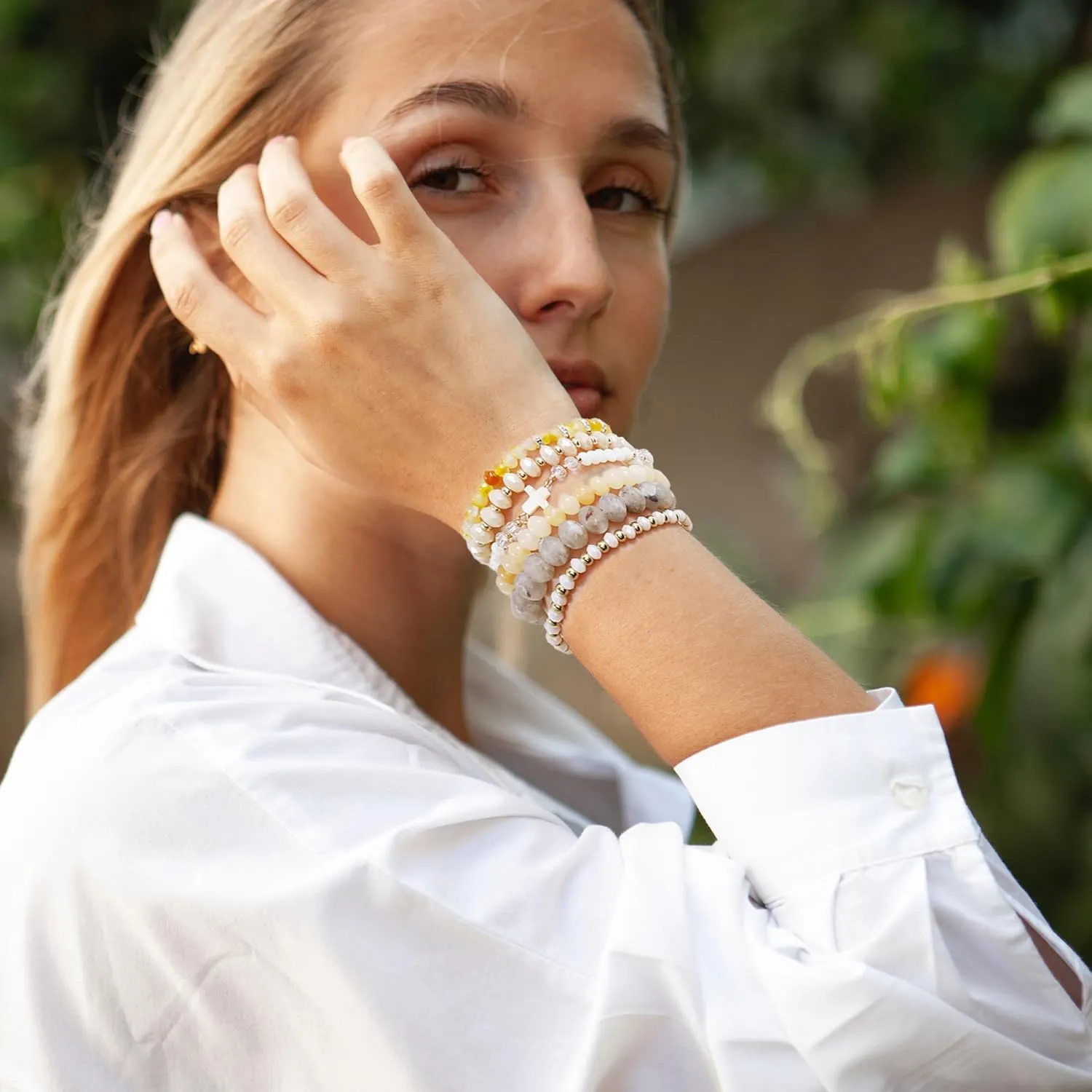 Bohemian Bead Bracelet Multi-Layer Glass Beads Alloy Crystal Summer Beach Jewelry Gifts for Women