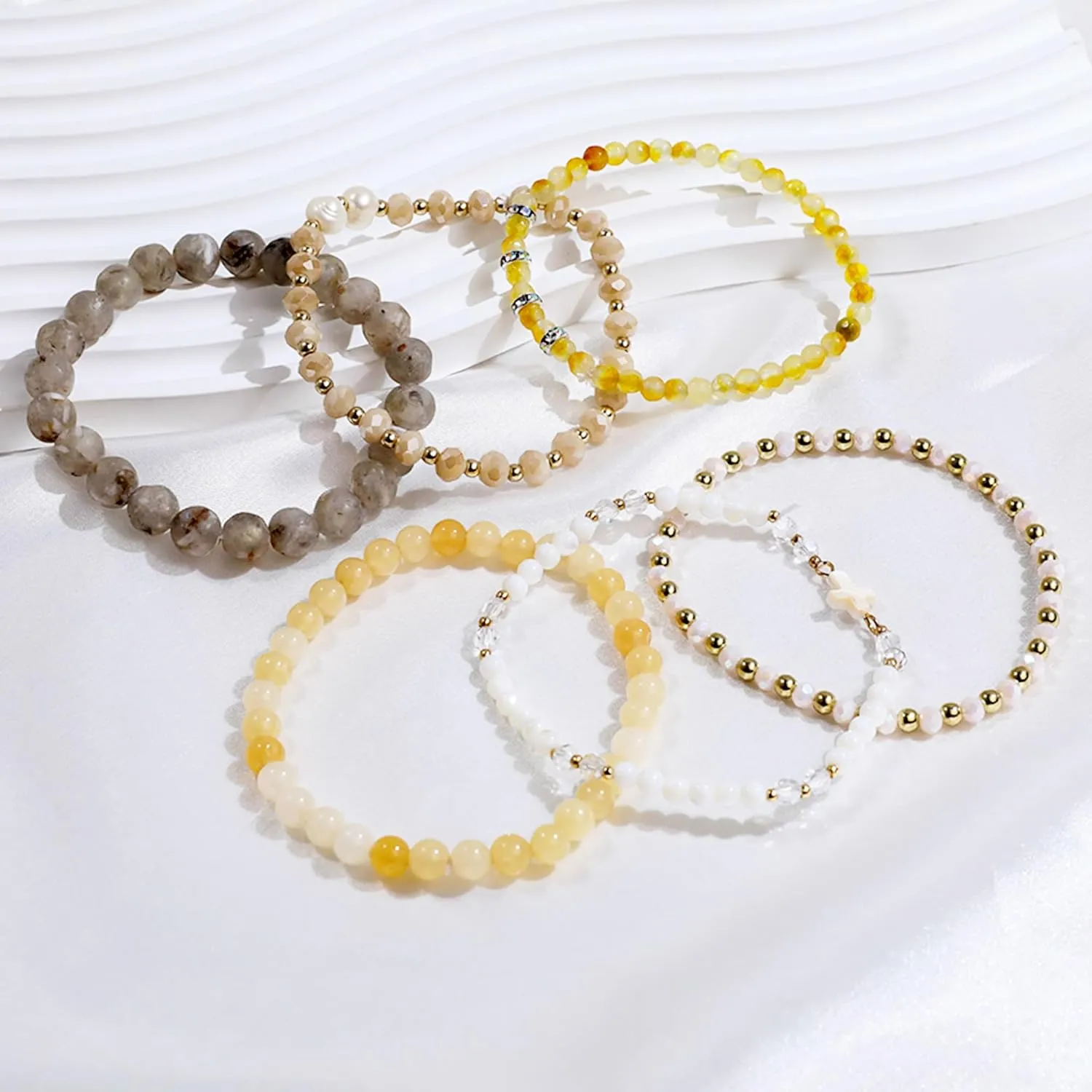 Bohemian Bead Bracelet Multi-Layer Glass Beads Alloy Crystal Summer Beach Jewelry Gifts for Women