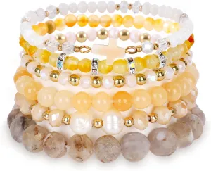 Bohemian Bead Bracelet Multi-Layer Glass Beads Alloy Crystal Summer Beach Jewelry Gifts for Women