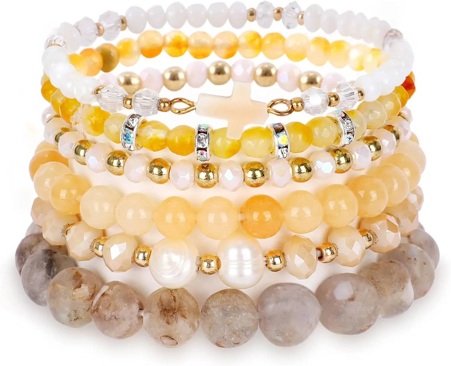 Bohemian Bead Bracelet Multi-Layer Glass Beads Alloy Crystal Summer Beach Jewelry Gifts for Women