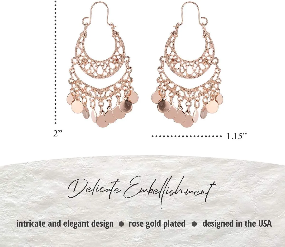 Bohemian Boho Chandelier Dangle Drop Earrings for Women  Lightweight Filigree Gypsy Coin Disc Tassel Charm Hoops  included Gift Box