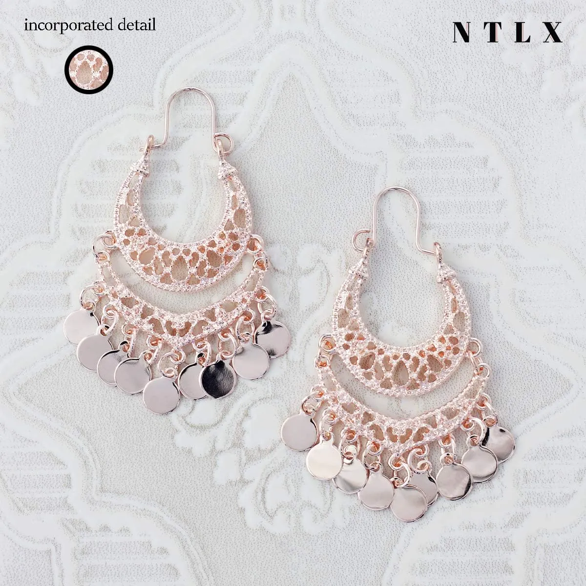 Bohemian Boho Chandelier Dangle Drop Earrings for Women  Lightweight Filigree Gypsy Coin Disc Tassel Charm Hoops  included Gift Box