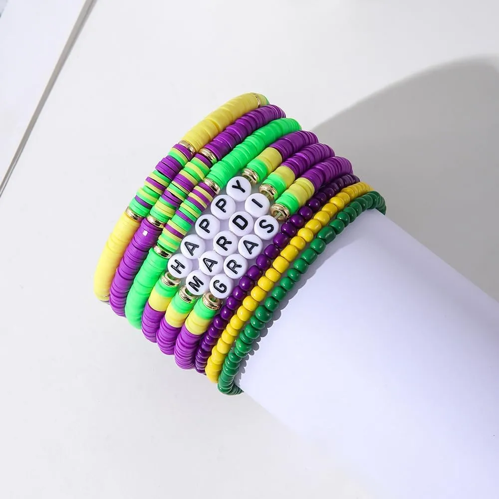 Bohemian Bracelets for Women Stretch Multilayer Colorful Beads Bracelet with Charm Jewelry Surfer Heishi Bracelets Elastic Layering Friendship Bracelets Boho Summer Beach Jewelry
