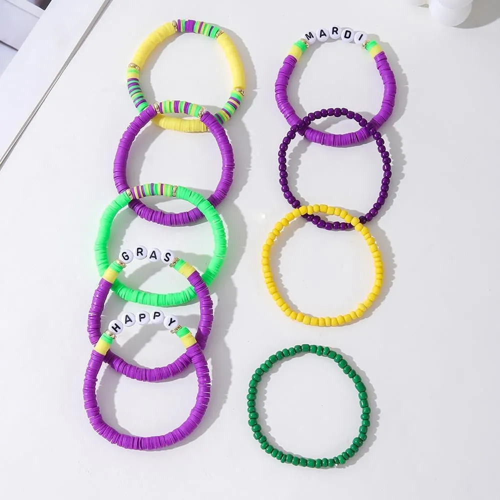 Bohemian Bracelets for Women Stretch Multilayer Colorful Beads Bracelet with Charm Jewelry Surfer Heishi Bracelets Elastic Layering Friendship Bracelets Boho Summer Beach Jewelry