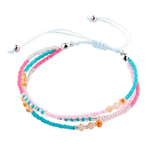 Boho Bohemian Beaded Anklet Bracelets for Women Unique Colorful Beach Anklet,Handmade by SUMMER LOVE (Color 2#)