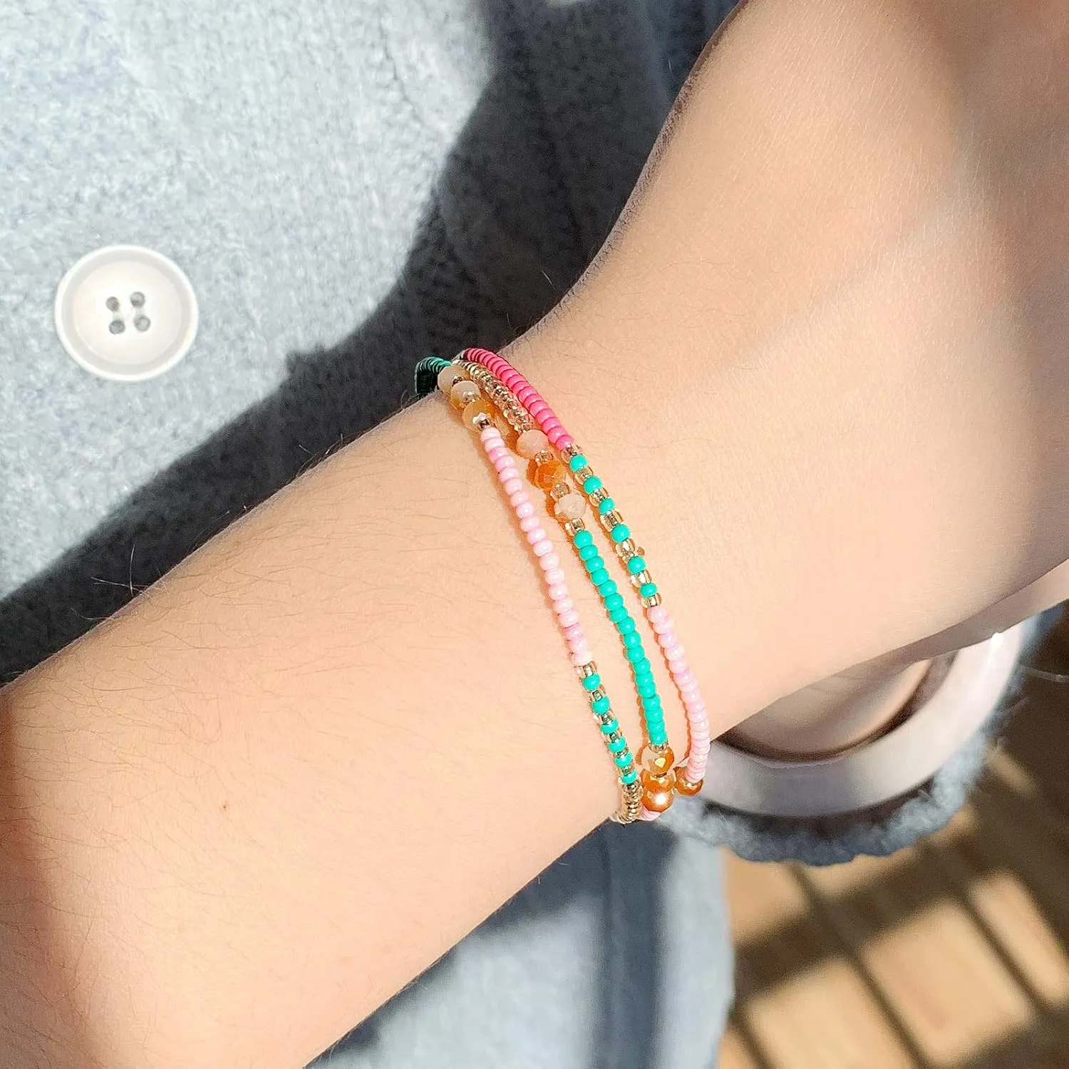 Boho Bohemian Beaded Anklet Bracelets for Women Unique Colorful Beach Anklet,Handmade by SUMMER LOVE (Color 2#)