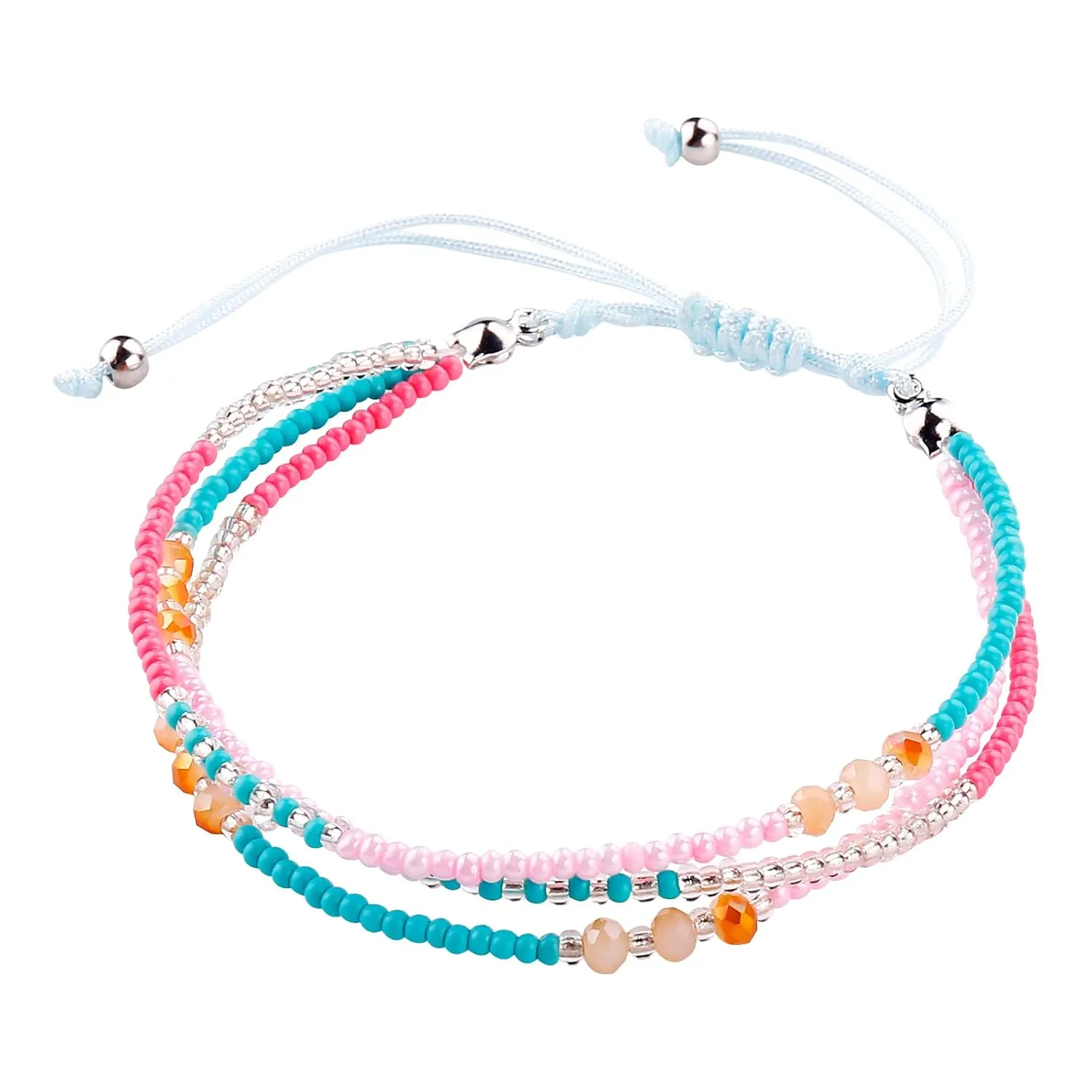 Boho Bohemian Beaded Anklet Bracelets for Women Unique Colorful Beach Anklet,Handmade by SUMMER LOVE (Color 2#)