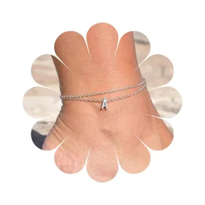 Boho Layered Ankle Bracelet Silver Letter Anklet Bracelet Initial A Anklets Personlized Foot Chain Jewelry for Women (Silver)