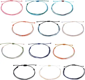 Boho Surfer Bracelet 12 Pcs Handmade Summer String Bracelets Adjustable Boho Beaded Braided Bracelets Colorful Anklet Woven Wrap Friendship Bracelets Waterproof Surfer Beach Bracelet Boho Jewelry
