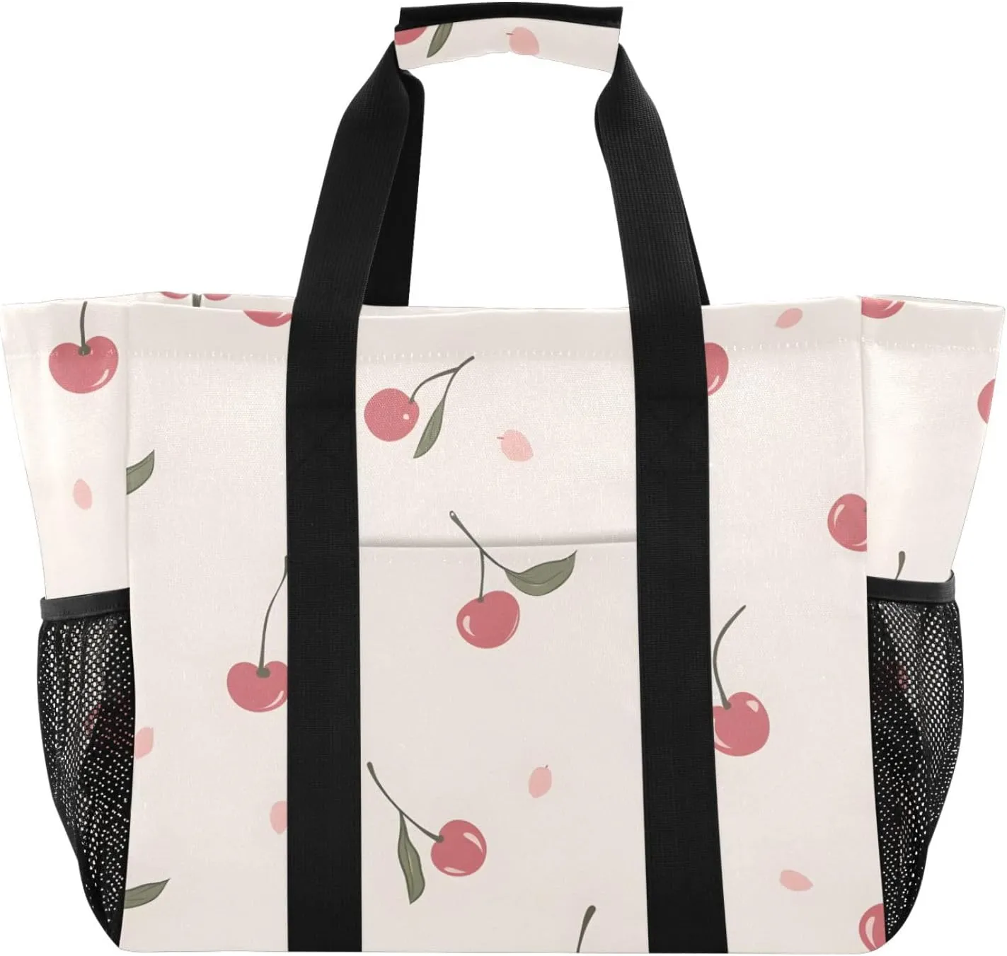 Bolaz Travel Tote BagGym Bag for Men,Waterproof Beach Bag for Women Foldable Reusable-Simple Cherry Pattern
