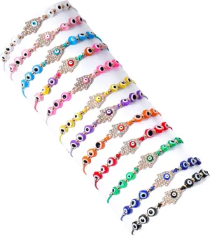 BONITTER 24/12 PCS Evil Eye Bracelets Pack For Women Mexican Braclets Set Protection Amulet Anklets Jewelry Gift