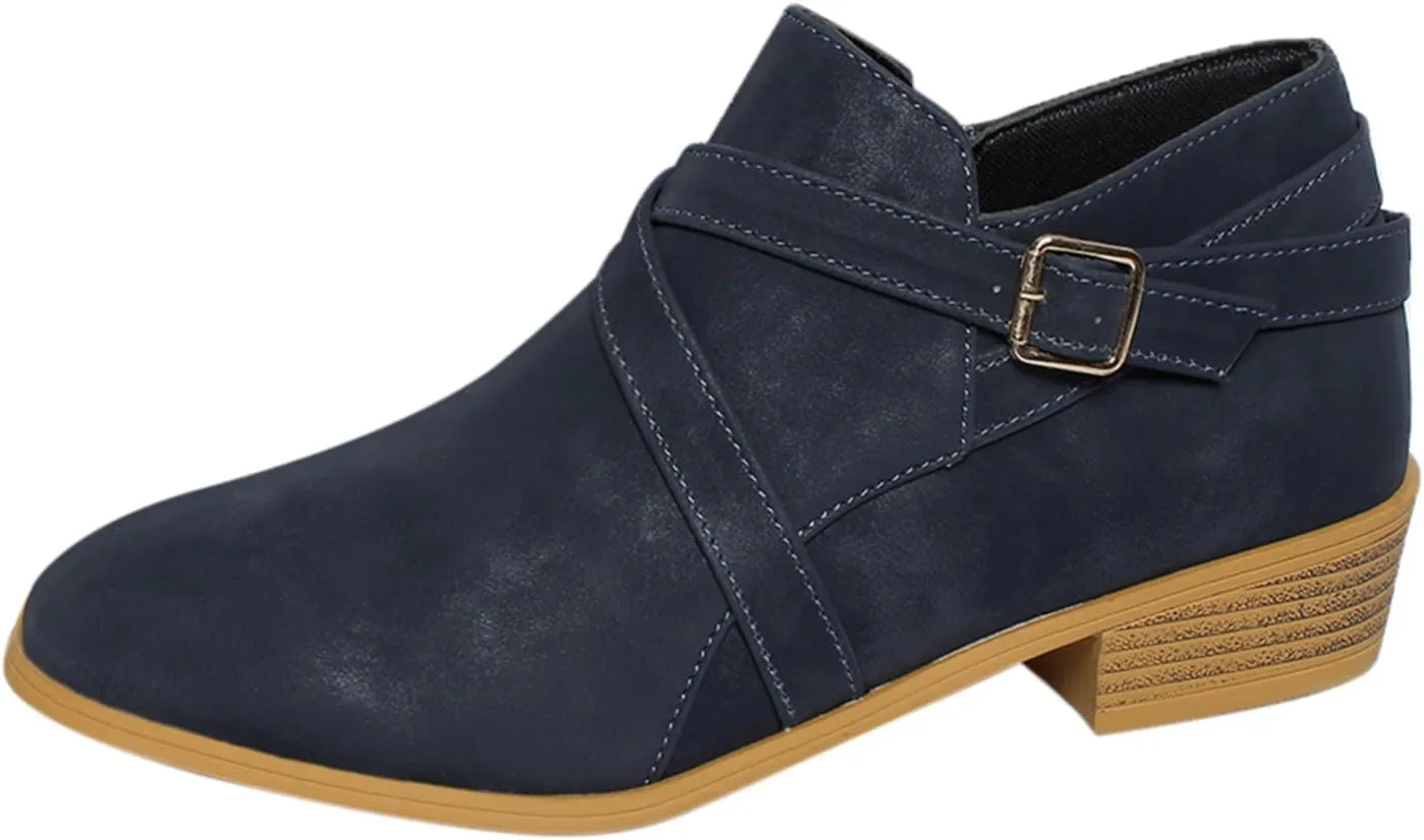 Booties for Women Low Heel Flat Boots Women Chunky Brown Boots Work Boots Black Ankle Boots for Women with Heel Comfort Womens Ankle Booties Low Heel Brown