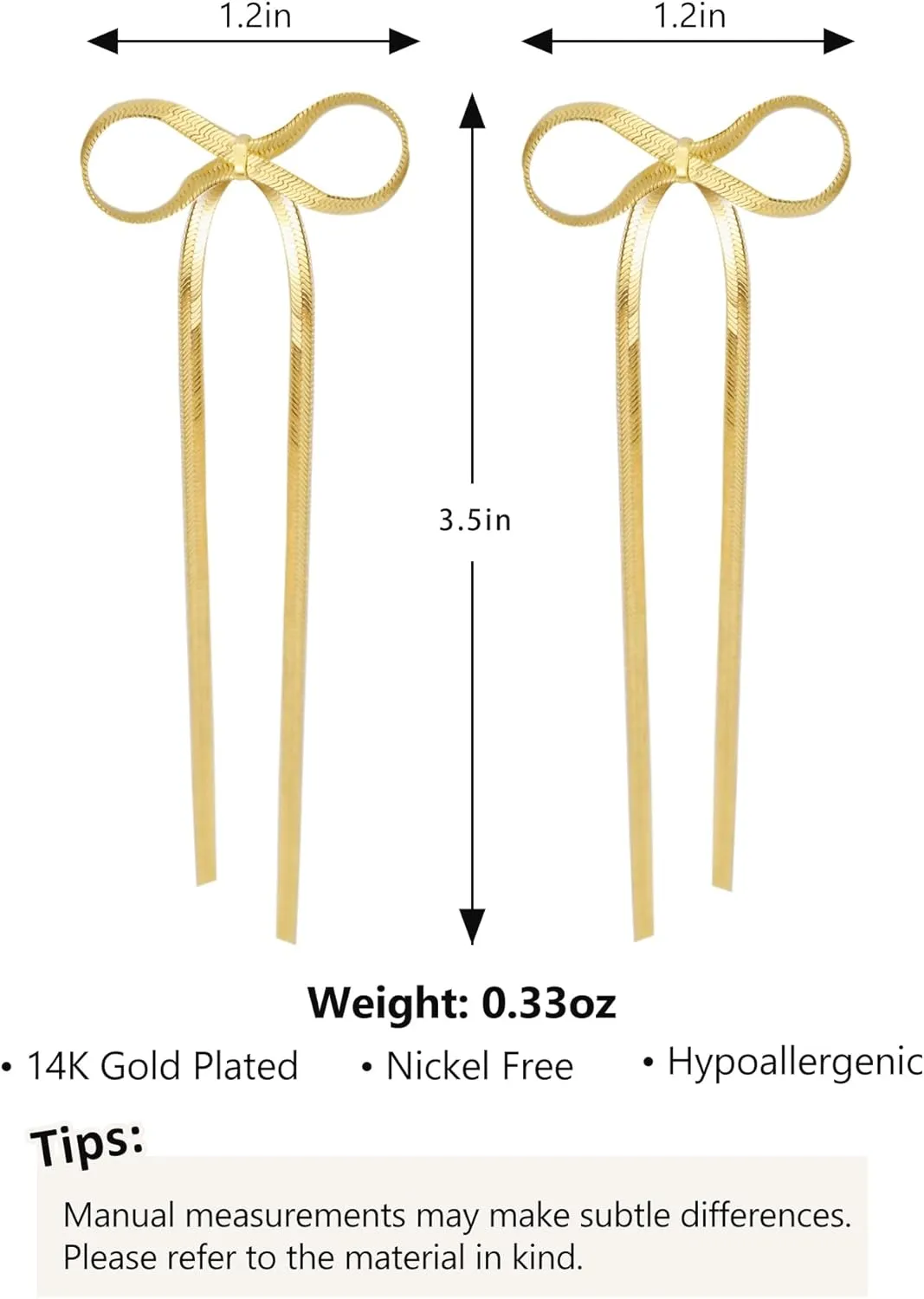 Bow Earrings for Women, 18K Gold Plated Bow Stud Earrings Bow Dangle Drop Earrings Ribbon Earrings Trendy Prom Earrings Gold Earrings for Women Gold Jewelry Gifts for Her Women