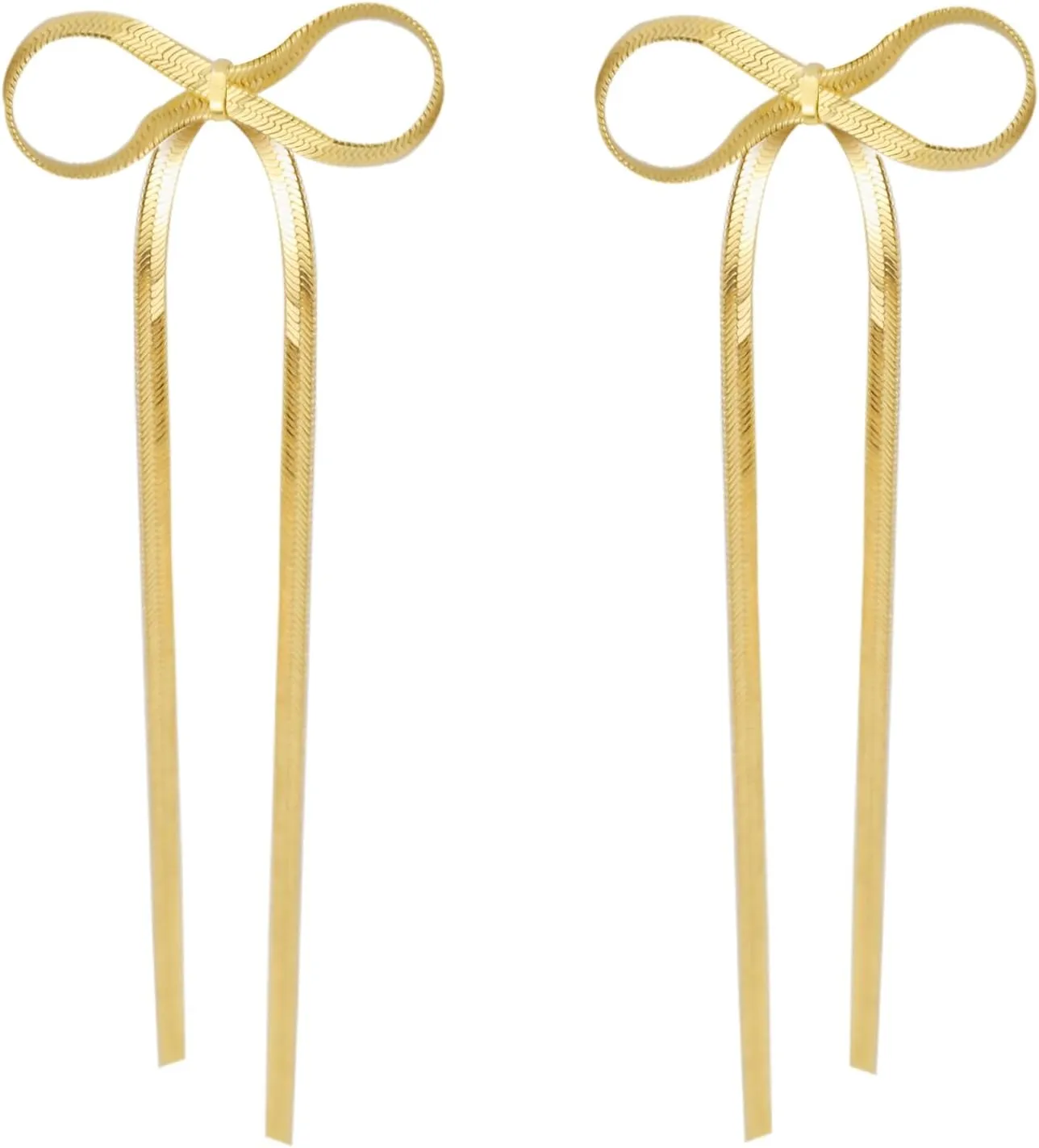 Bow Earrings for Women, 18K Gold Plated Bow Stud Earrings Bow Dangle Drop Earrings Ribbon Earrings Trendy Prom Earrings Gold Earrings for Women Gold Jewelry Gifts for Her Women