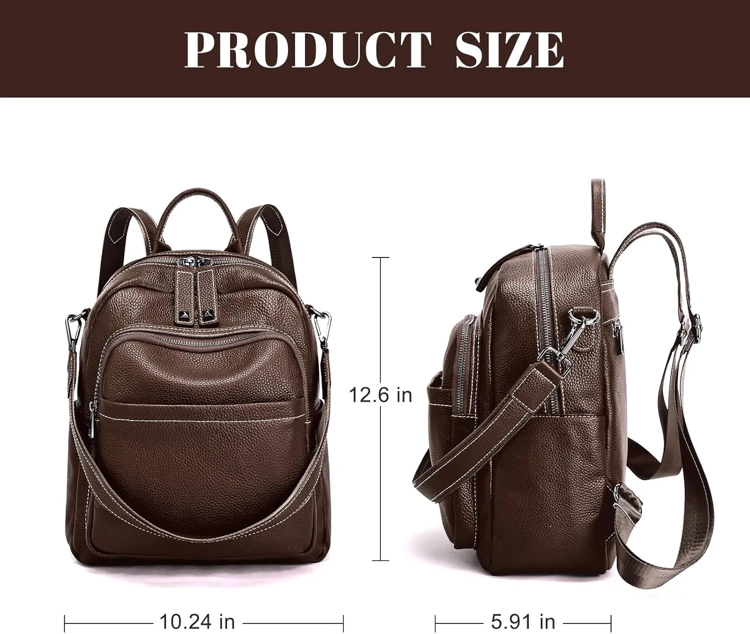 BOYATU Genuine Leather Backpack Purse for Women: Anti Theft Convertible Soft Backpacks - Elegant Womens Travel Backpack (05 Ebony Brown)