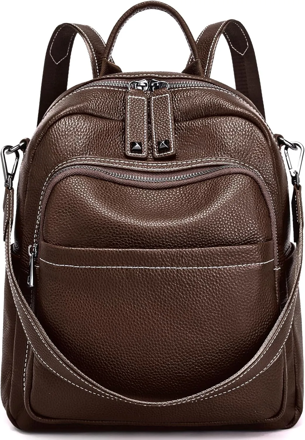 BOYATU Genuine Leather Backpack Purse for Women: Anti Theft Convertible Soft Backpacks - Elegant Womens Travel Backpack (05 Ebony Brown)
