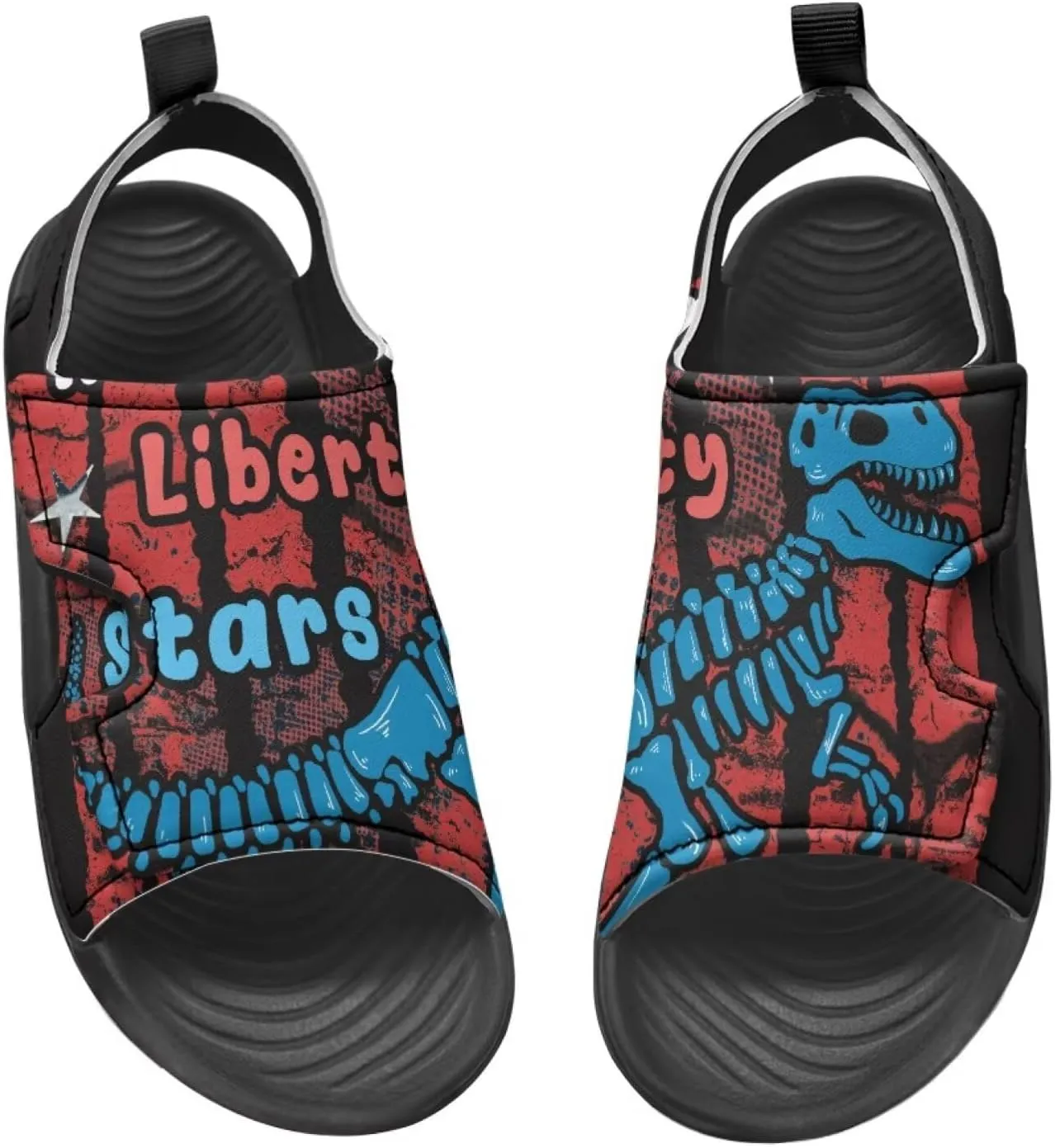 Boys Dinosaur Sandals Kids Open Toe Summer Outdoor Athletic Sandals Adjustable Beach Water Shoes for Toddler Boys
