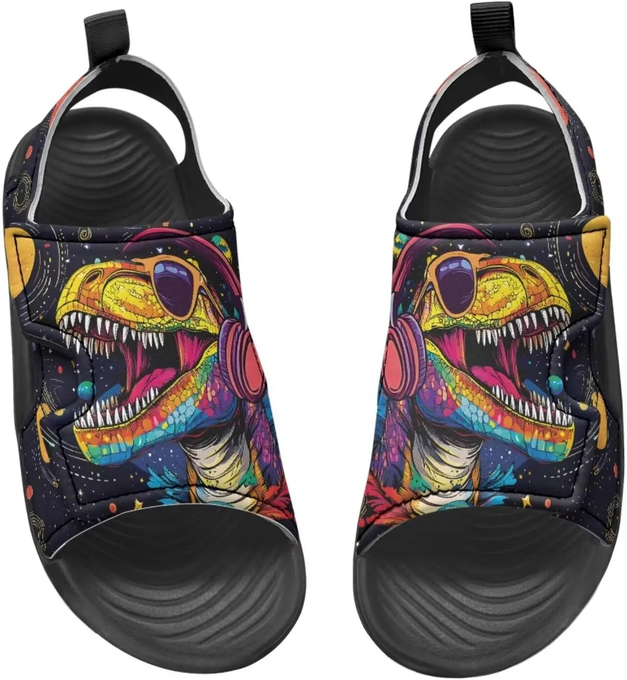 Boys Dinosaur Sandals Kids Open Toe Summer Outdoor Athletic Sandals Adjustable Beach Water Shoes for Toddler Boys