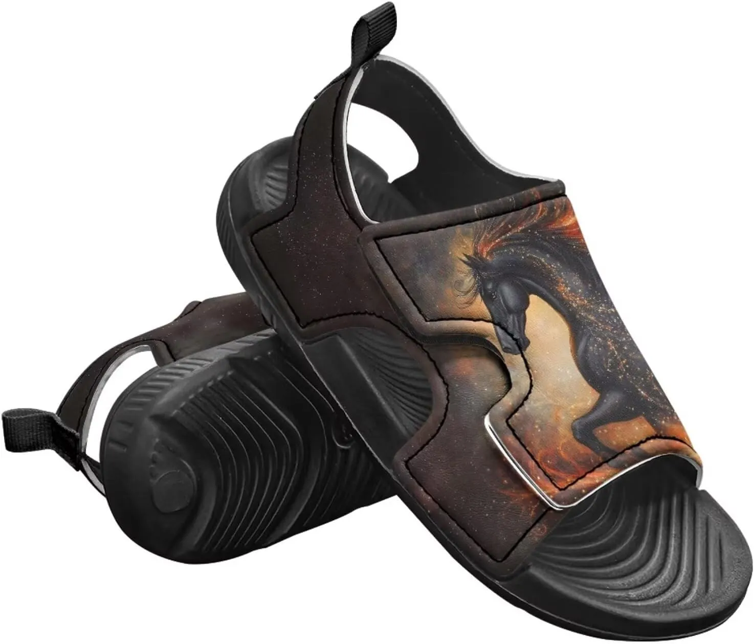 Boys Flame Sandals Kids Open Toe Outdoor Hiking Sandals Lightweight Athletic Beach Water Sport Shoes Adjustable