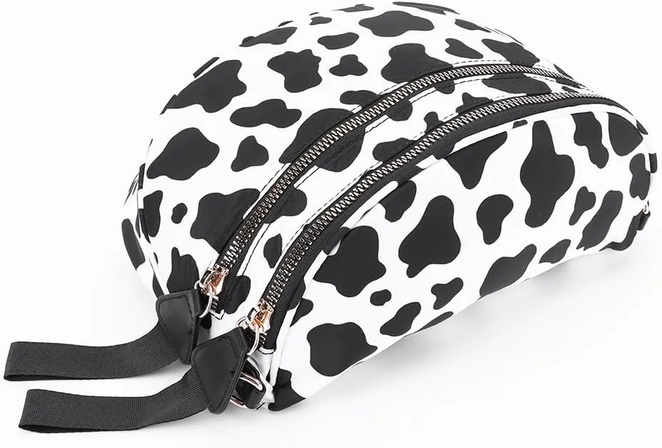 Bum Bags for Women Crossbody,Nylon Checkered Crossbody Bag Black and White Checkered Purse Oversized Slouchy Belt Bag