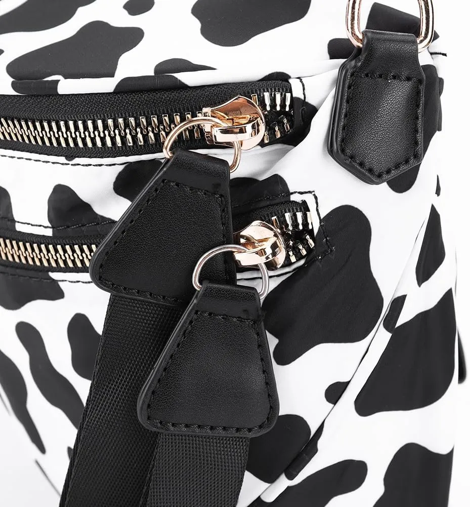 Bum Bags for Women Crossbody,Nylon Checkered Crossbody Bag Black and White Checkered Purse Oversized Slouchy Belt Bag