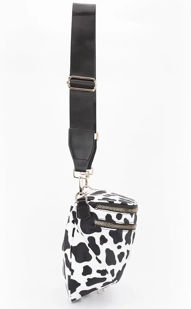 Bum Bags for Women Crossbody,Nylon Checkered Crossbody Bag Black and White Checkered Purse Oversized Slouchy Belt Bag
