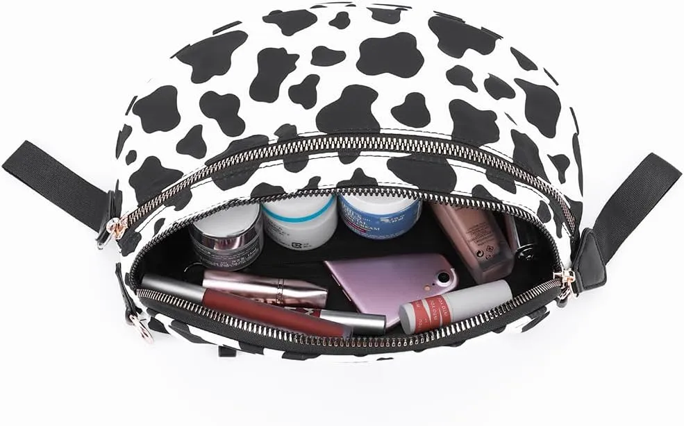 Bum Bags for Women Crossbody,Nylon Checkered Crossbody Bag Black and White Checkered Purse Oversized Slouchy Belt Bag