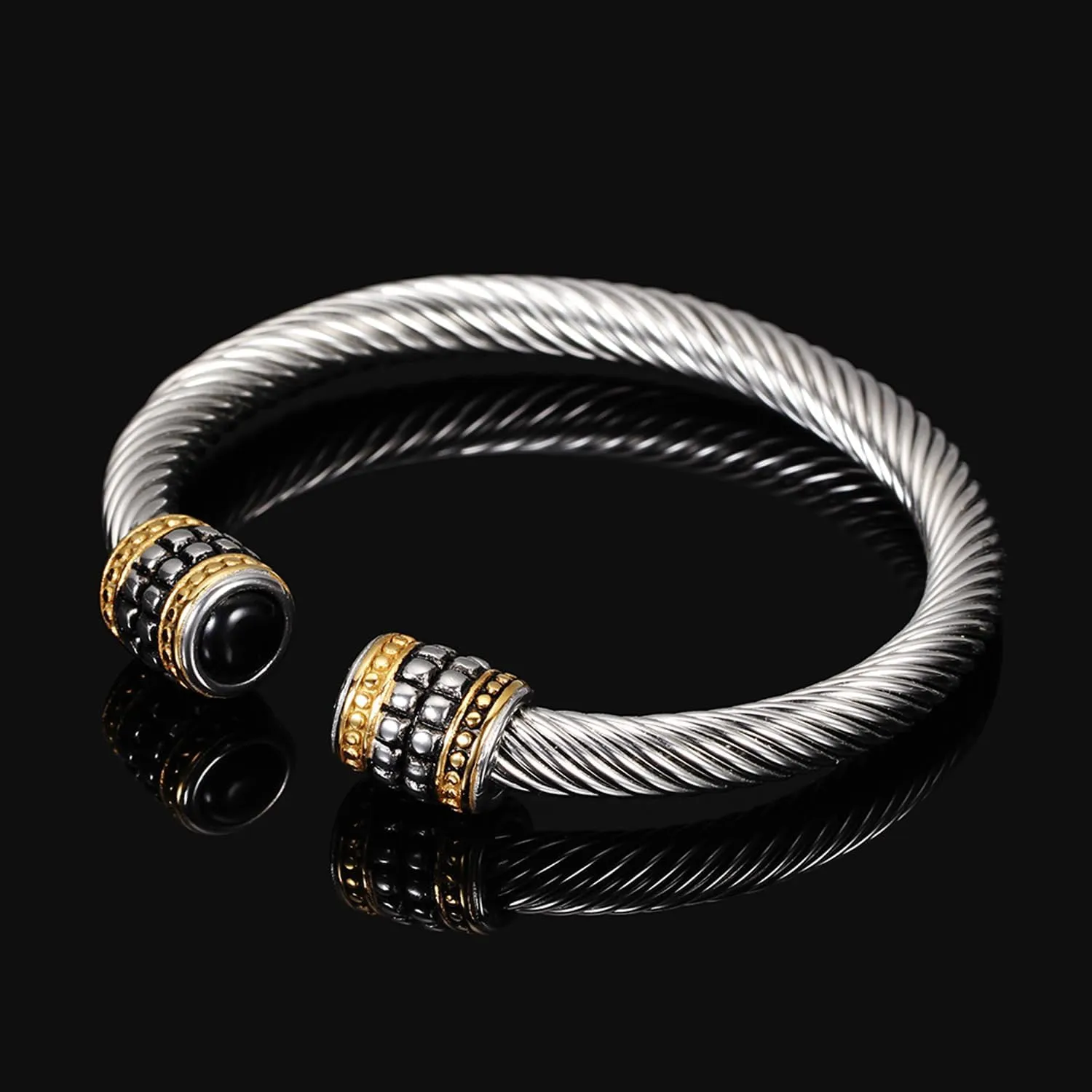 Cable Bracelets for Women Cuff Bracelets Two Tone Bracelets for Women Mixed Metal Bracelet Designer Dupes Gold and Silver Bracelet Designer Look Alike Jewelry