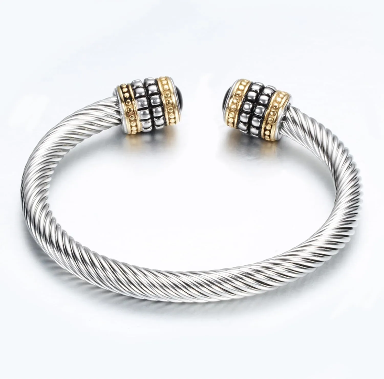 Cable Bracelets for Women Cuff Bracelets Two Tone Bracelets for Women Mixed Metal Bracelet Designer Dupes Gold and Silver Bracelet Designer Look Alike Jewelry