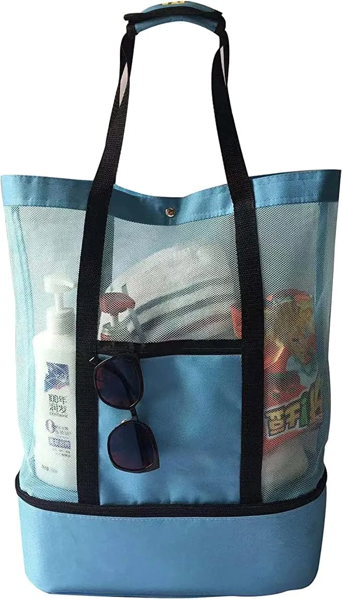 CAHHH Mesh Beach Tote Bag,Mesh Beach Tote Bag with Cooler,Mesh Tote Bag,Mesh Bag