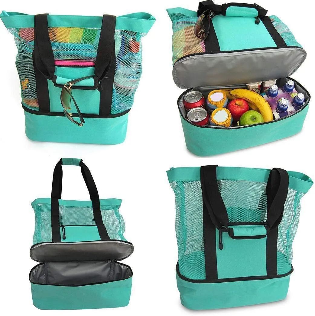 CAHHH Mesh Beach Tote Bag,Mesh Beach Tote Bag with Cooler,Mesh Tote Bag,Mesh Bag