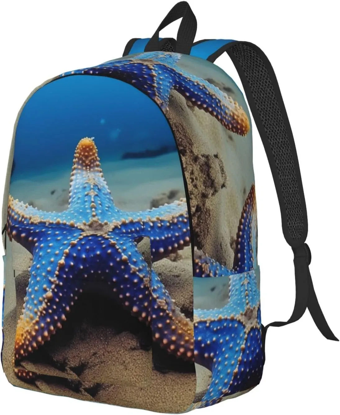 Canvas Backpack Blue Sea Travel Laptop Backpack Casual Daypack Carry On Rucksack for Men Women Medium