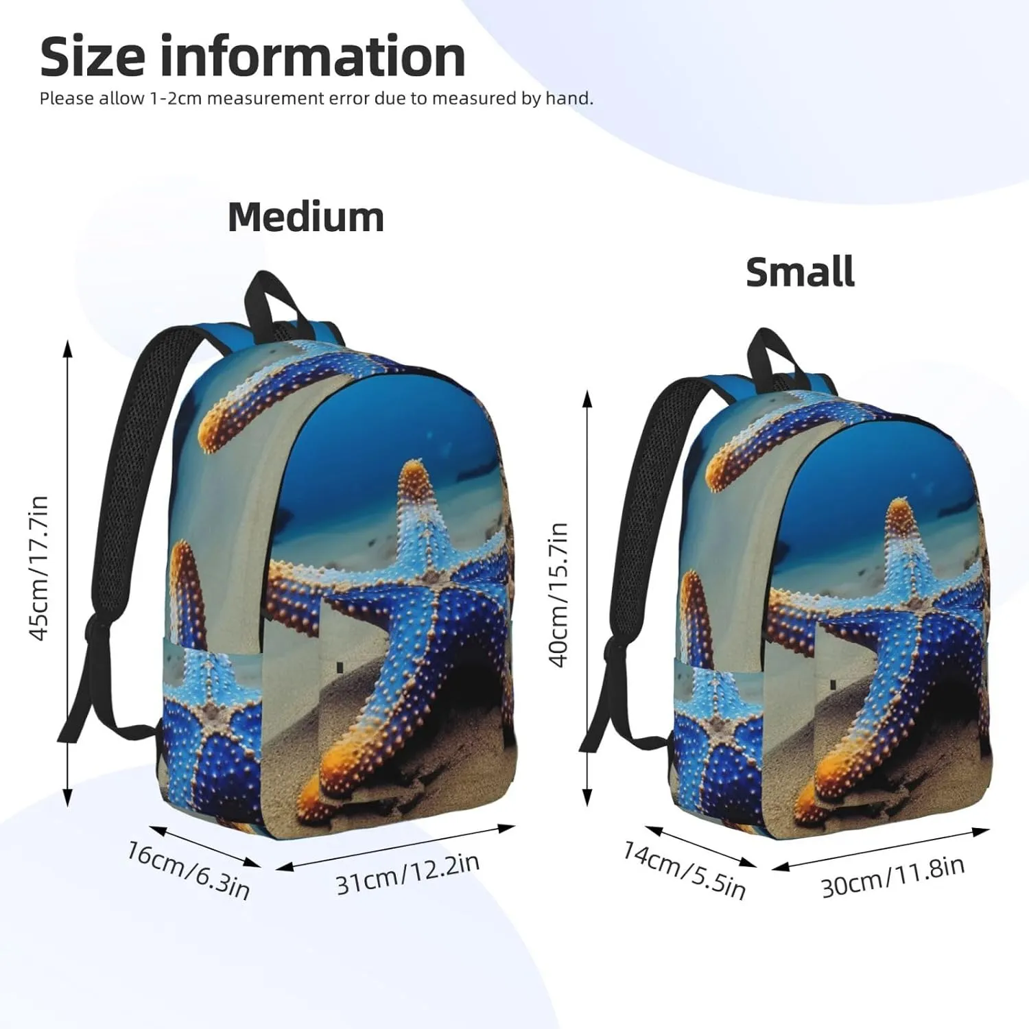Canvas Backpack Blue Sea Travel Laptop Backpack Casual Daypack Carry On Rucksack for Men Women Medium
