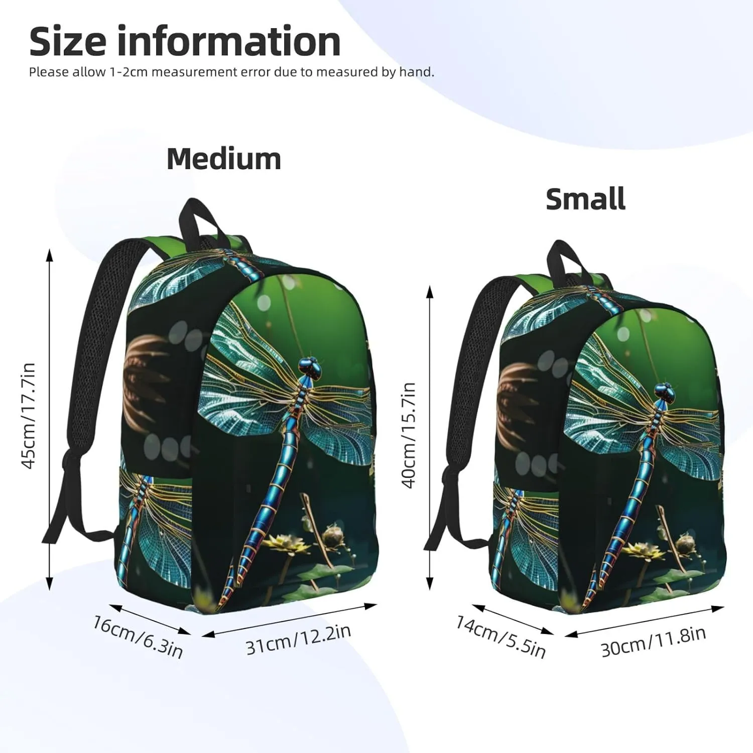 Canvas Backpack Dragonfly Green Travel Laptop Backpack Casual Daypack Carry On Rucksack for Men Women Medium