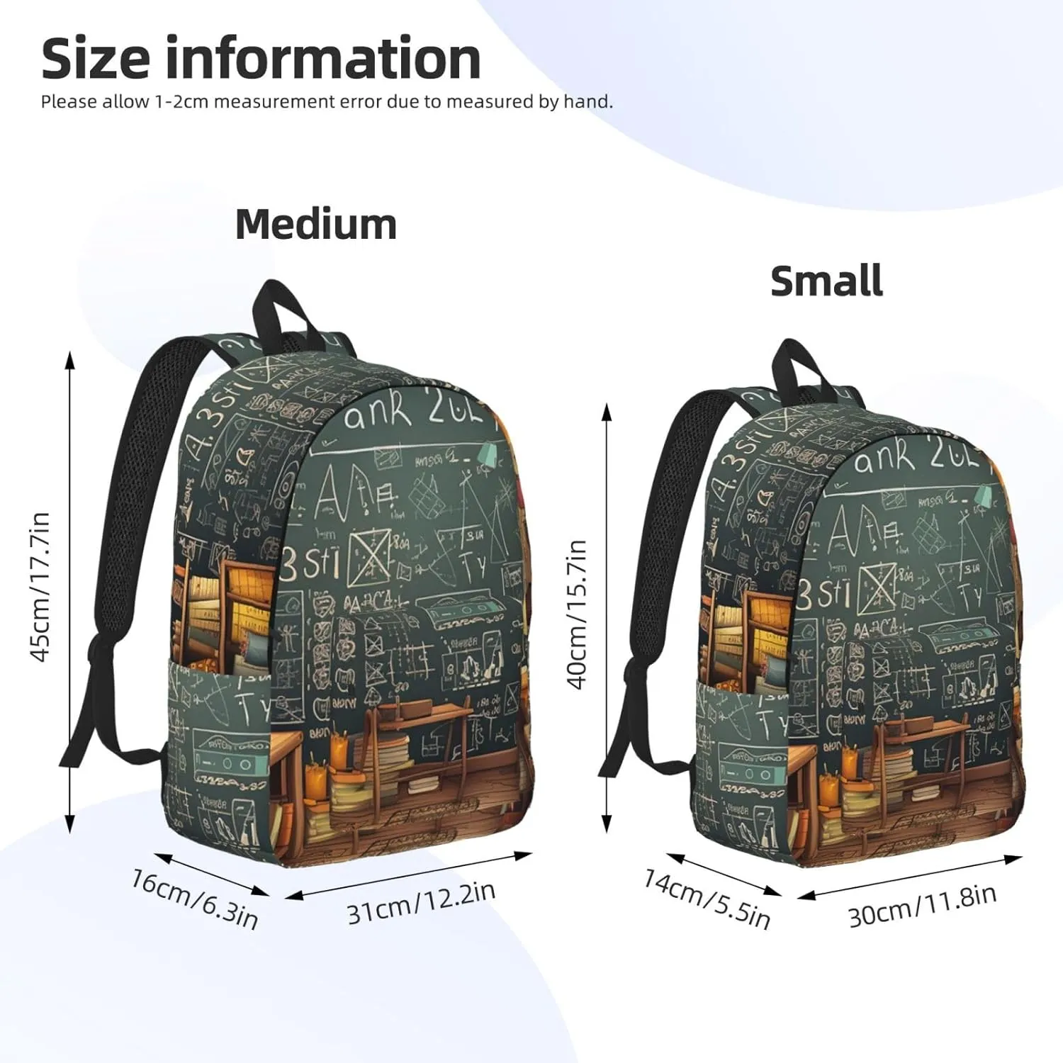 Canvas Backpack Math Travel Laptop Backpack Casual Daypack Carry On Rucksack for Men Women Medium
