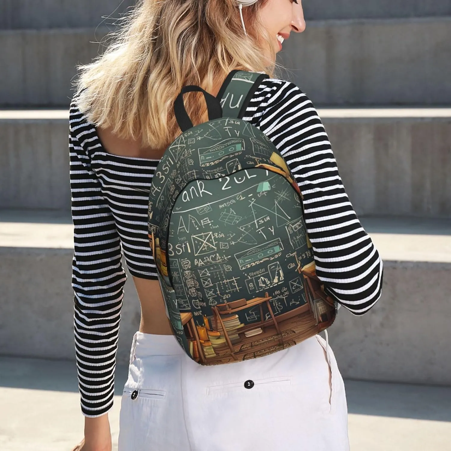 Canvas Backpack Math Travel Laptop Backpack Casual Daypack Carry On Rucksack for Men Women Medium