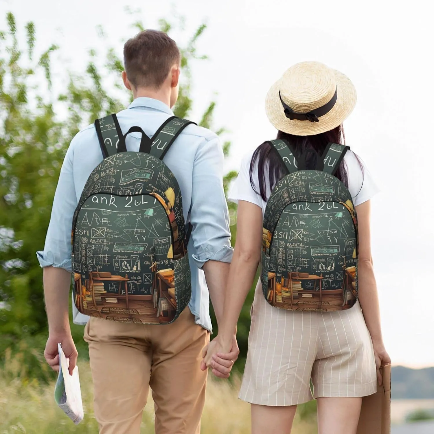 Canvas Backpack Math Travel Laptop Backpack Casual Daypack Carry On Rucksack for Men Women Medium