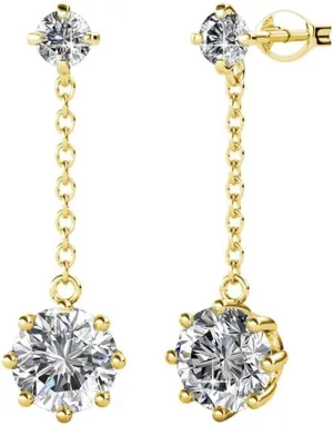 Cate & Chloe Jessie Lively 18K White Gold Plated Earrings with Crystals, Beautiful Sparkle Round Diamond Cut Drop Earring Set, Anniversary Drop Dangle Earrings Hypoallergenic