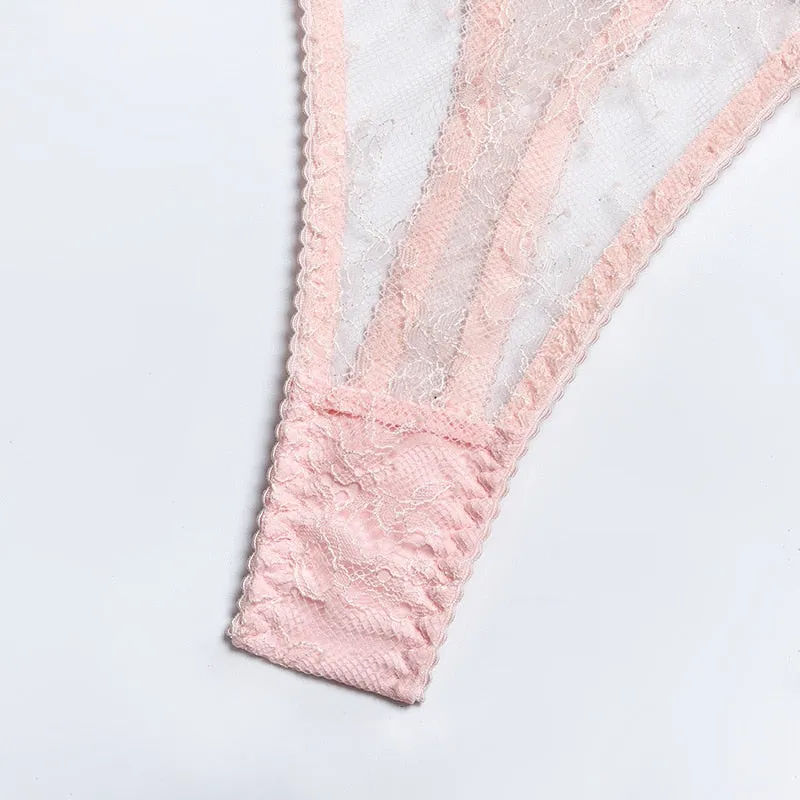 Chain Strap Flamingo Feather Lingerie Set