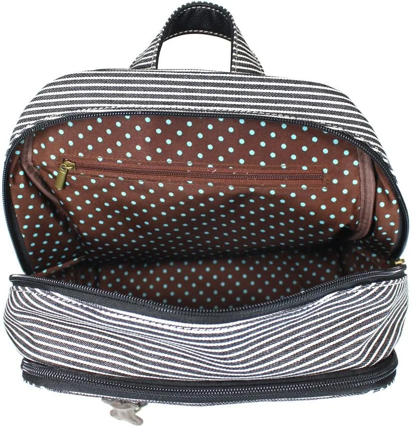 CHALA New Deluxe Striped multipurpose-backpacks with detachable Key Charm, fit up to 14" Laptop for Adult (Black Stripe_ Paw)