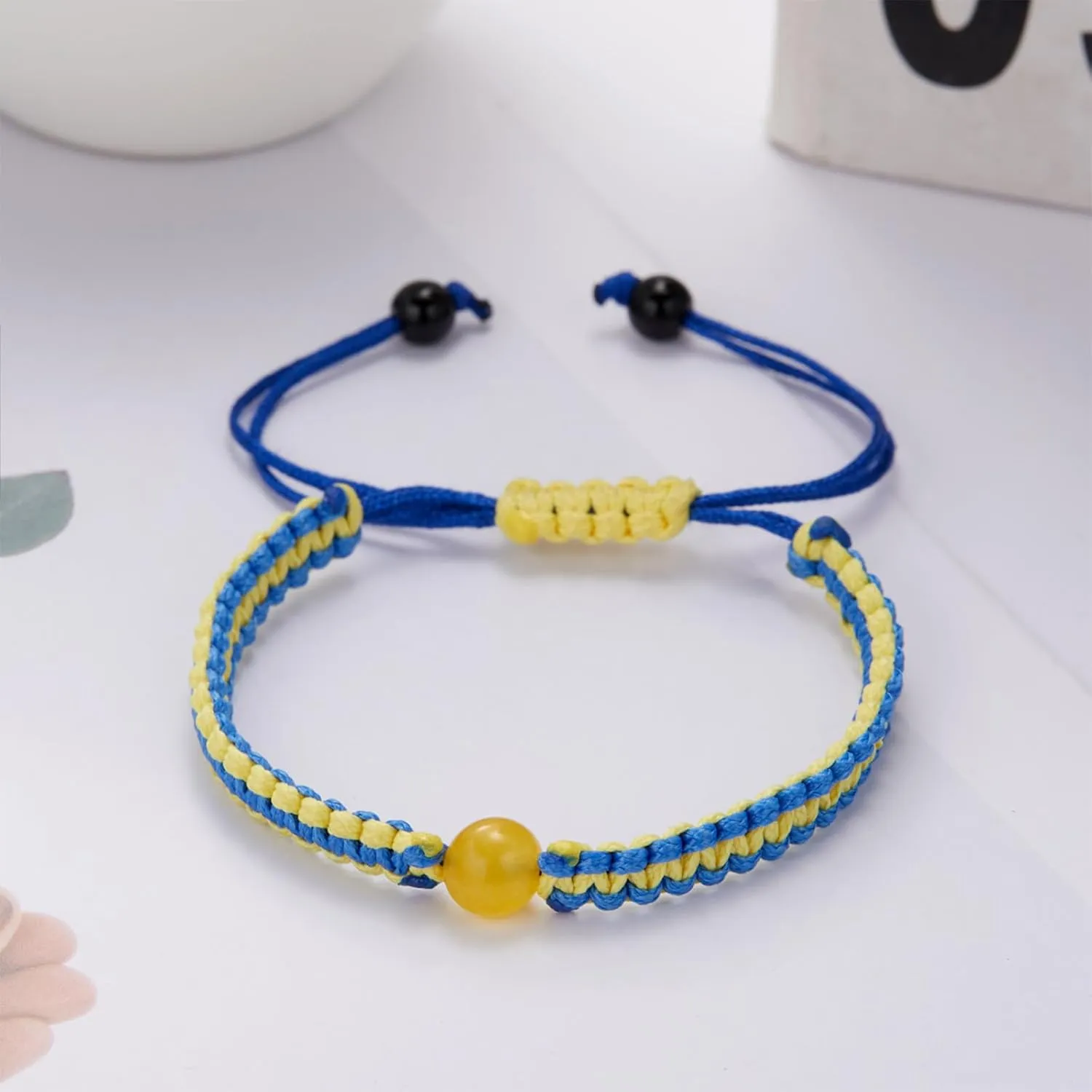 Choistily 2PCS Ukrainian Bracelet Yellow Blue Braided Bracelets Adjustable Handmade String Sunflower Bracelets for Women Trendy 2025