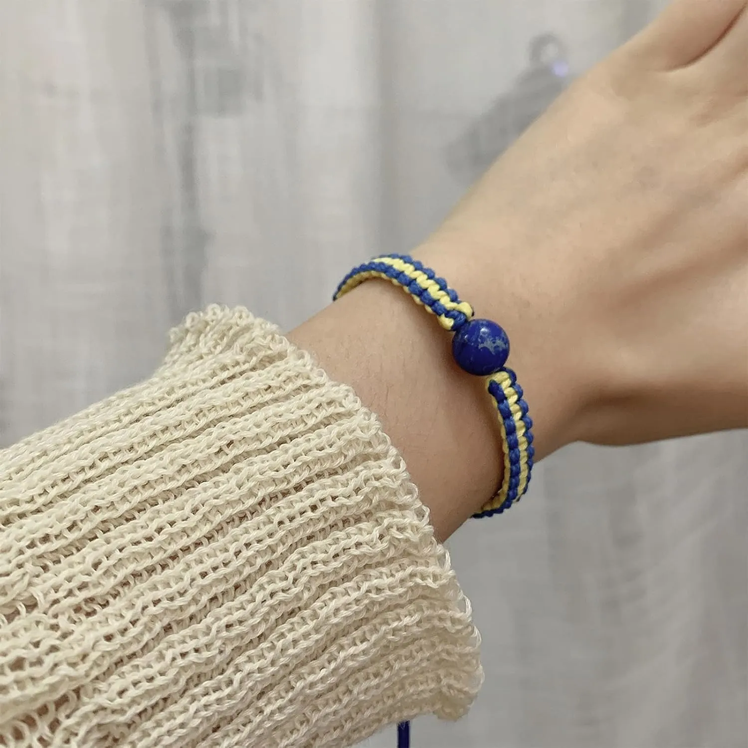 Choistily 2PCS Ukrainian Bracelet Yellow Blue Braided Bracelets Adjustable Handmade String Sunflower Bracelets for Women Trendy 2025