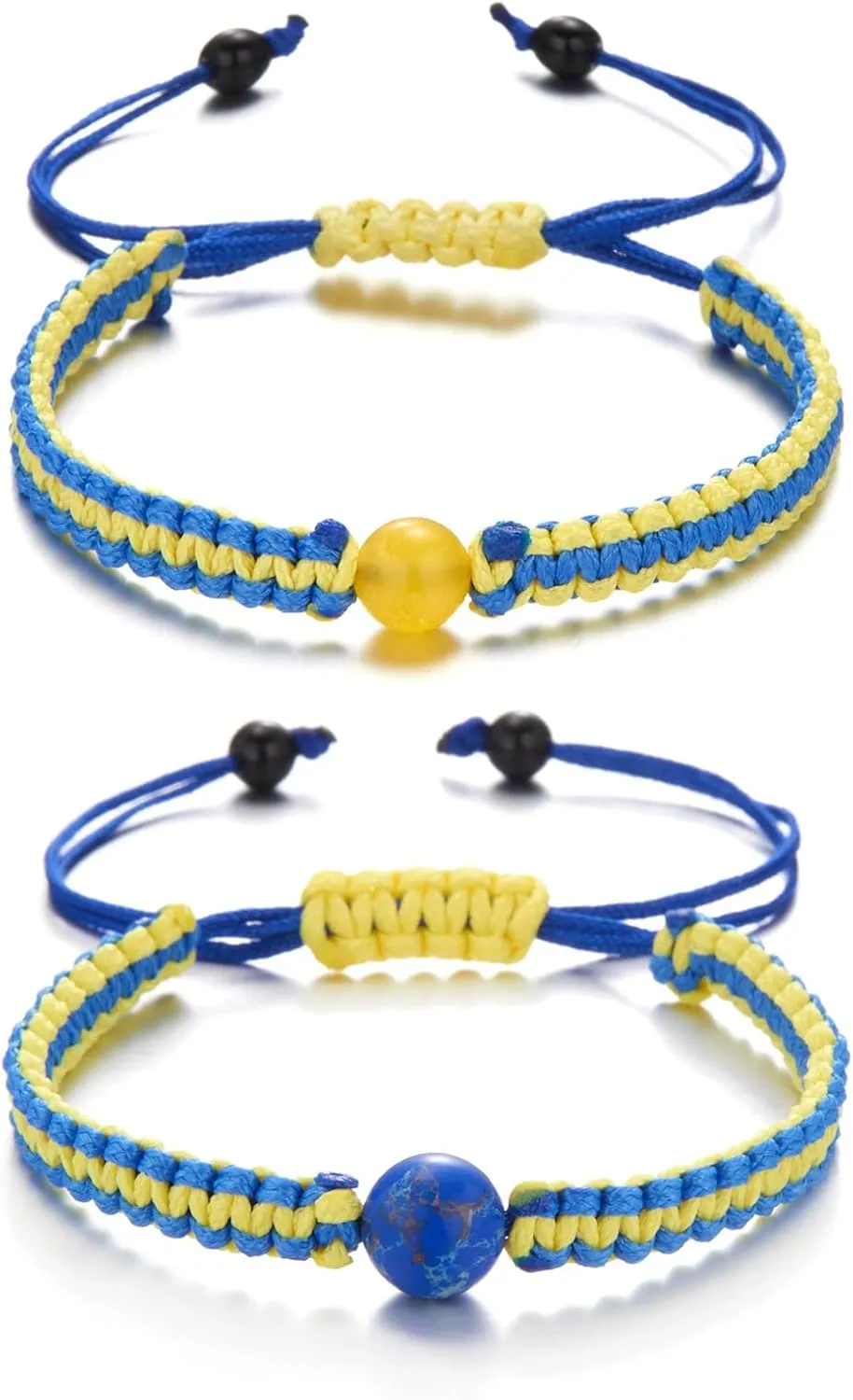 Choistily 2PCS Ukrainian Bracelet Yellow Blue Braided Bracelets Adjustable Handmade String Sunflower Bracelets for Women Trendy 2025