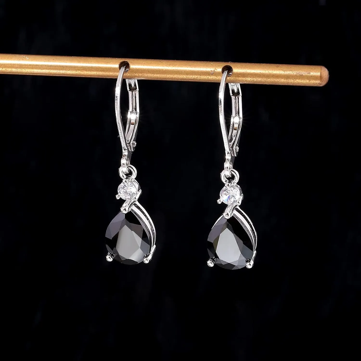 CiNily Teardrop Leverback Dangle Earrings for Women Hypoallergenic 14K Gold Plated Cubic Zircon Drop Earrings Fashion Crystal Earrings for Girls Jewelry Christmas Gifts