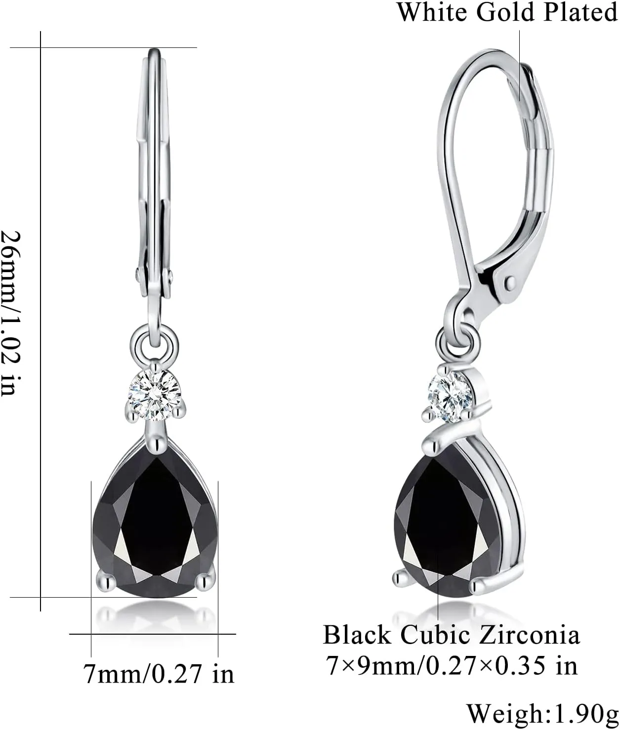 CiNily Teardrop Leverback Dangle Earrings for Women Hypoallergenic 14K Gold Plated Cubic Zircon Drop Earrings Fashion Crystal Earrings for Girls Jewelry Christmas Gifts