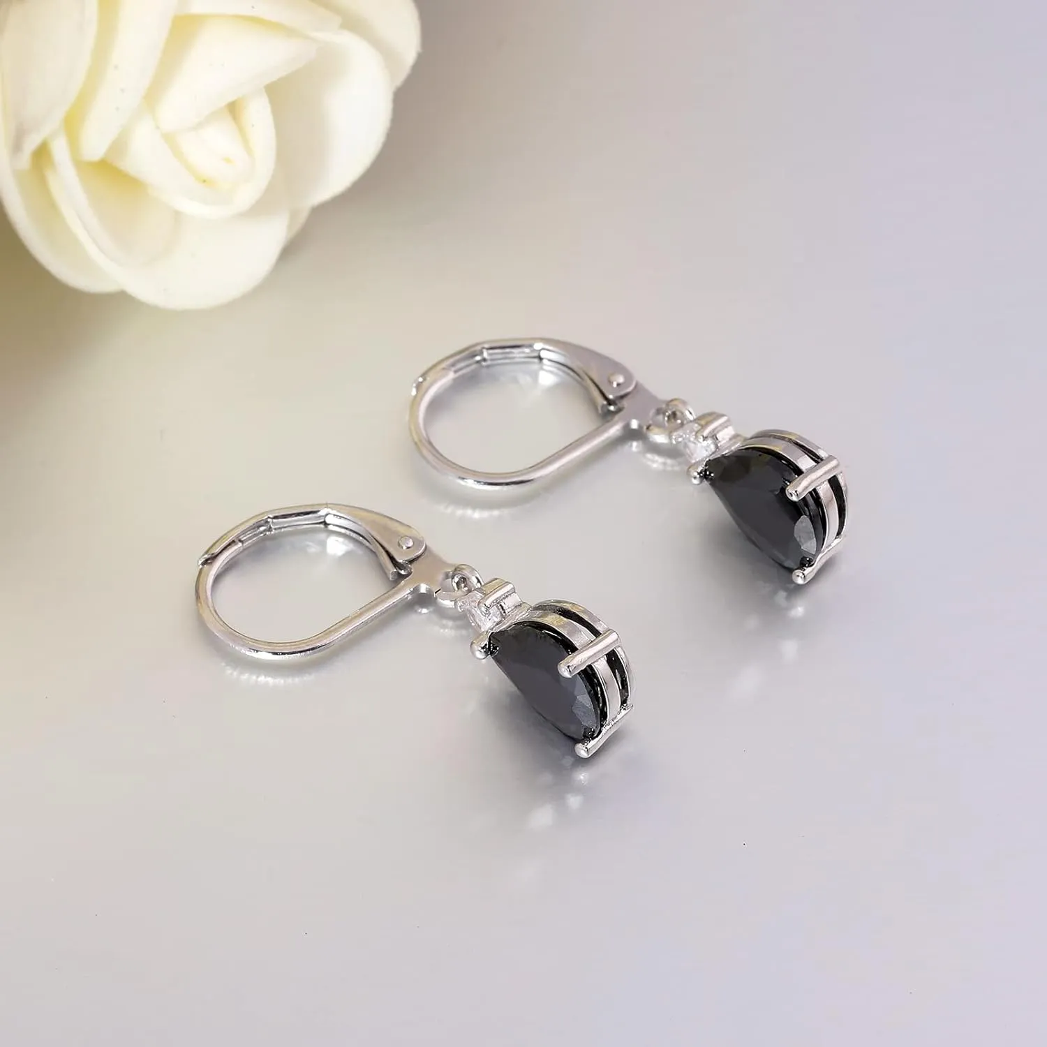 CiNily Teardrop Leverback Dangle Earrings for Women Hypoallergenic 14K Gold Plated Cubic Zircon Drop Earrings Fashion Crystal Earrings for Girls Jewelry Christmas Gifts
