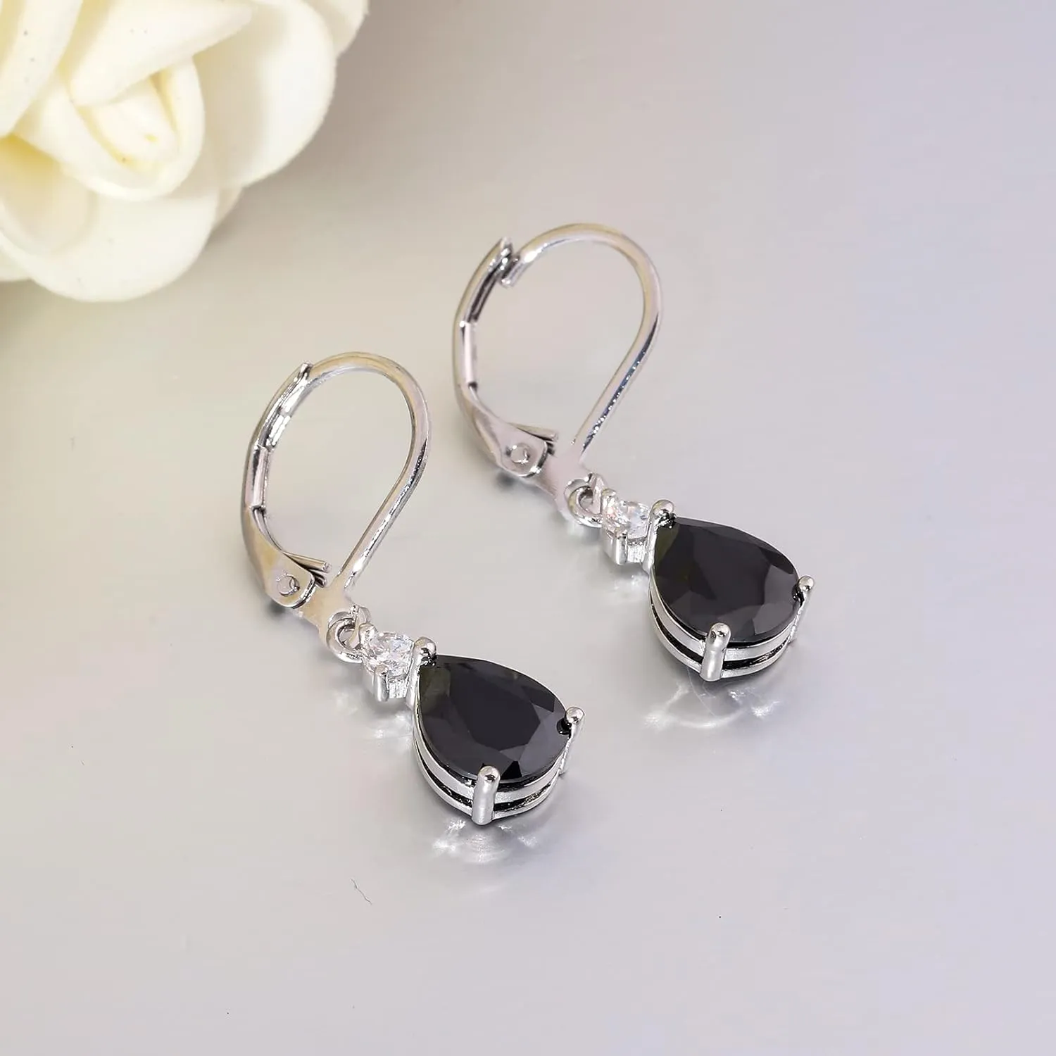 CiNily Teardrop Leverback Dangle Earrings for Women Hypoallergenic 14K Gold Plated Cubic Zircon Drop Earrings Fashion Crystal Earrings for Girls Jewelry Christmas Gifts