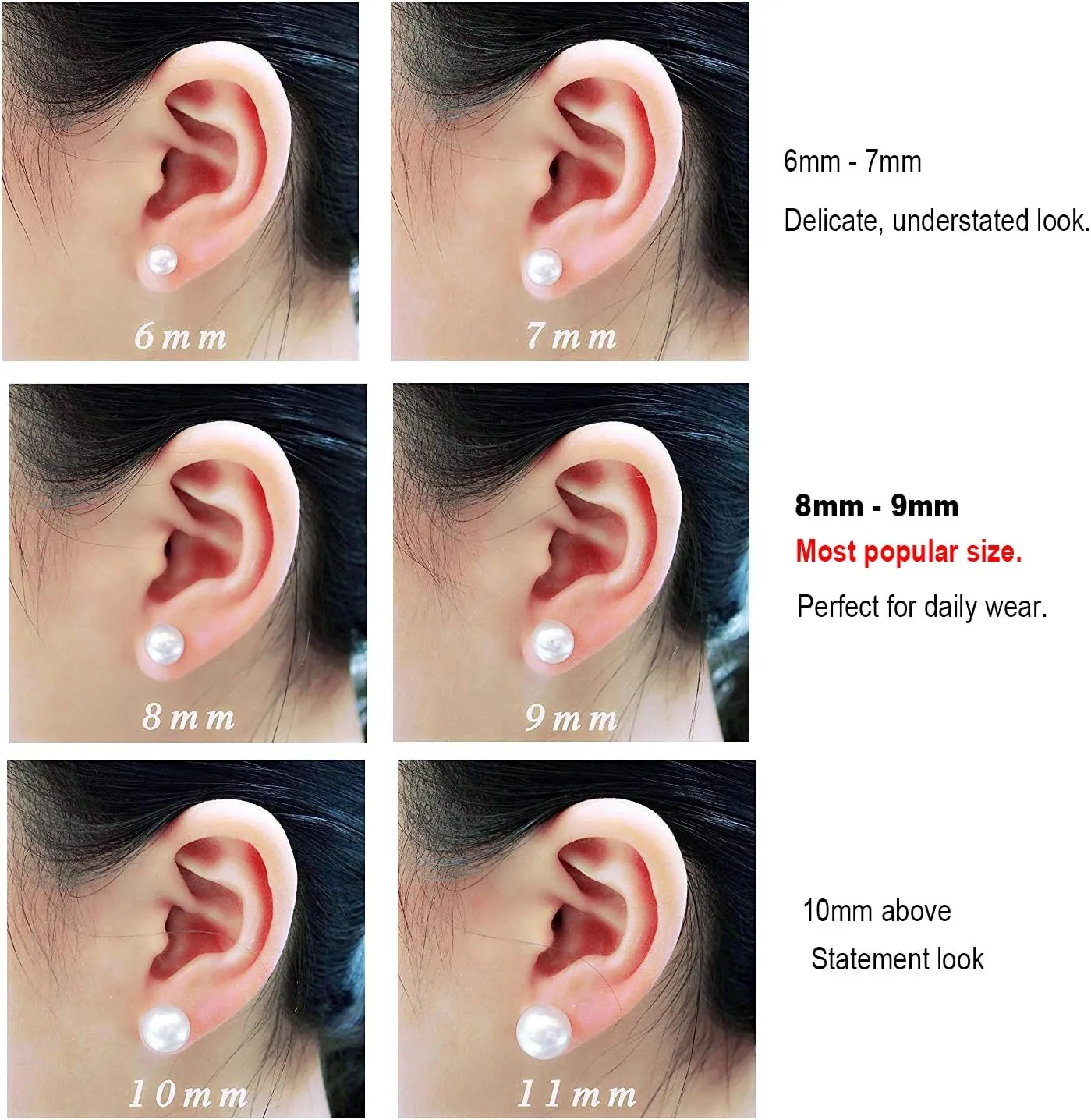Classic Gold Plated Sterling Silver Round White Simulated Pearl Stud Earrings for Women